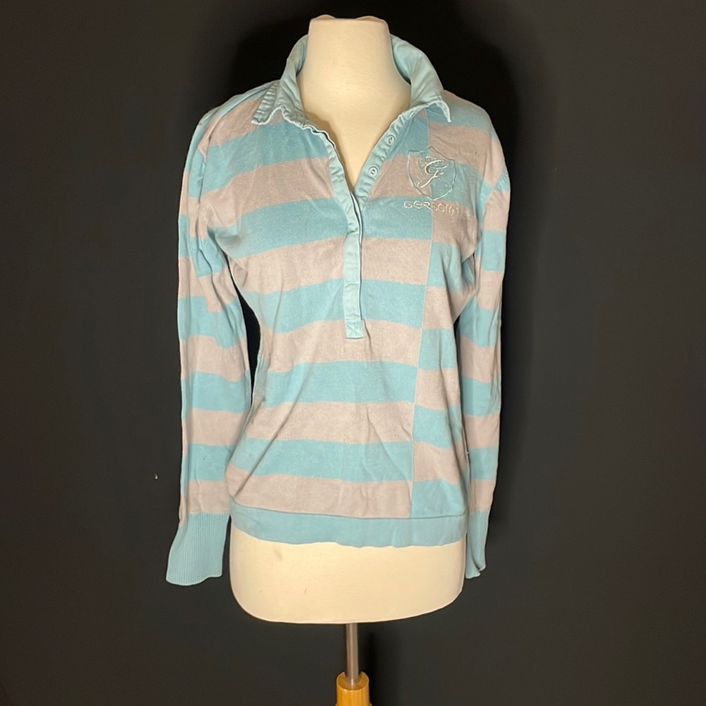 Gersemi Brand teal and gray long sleeve polo
